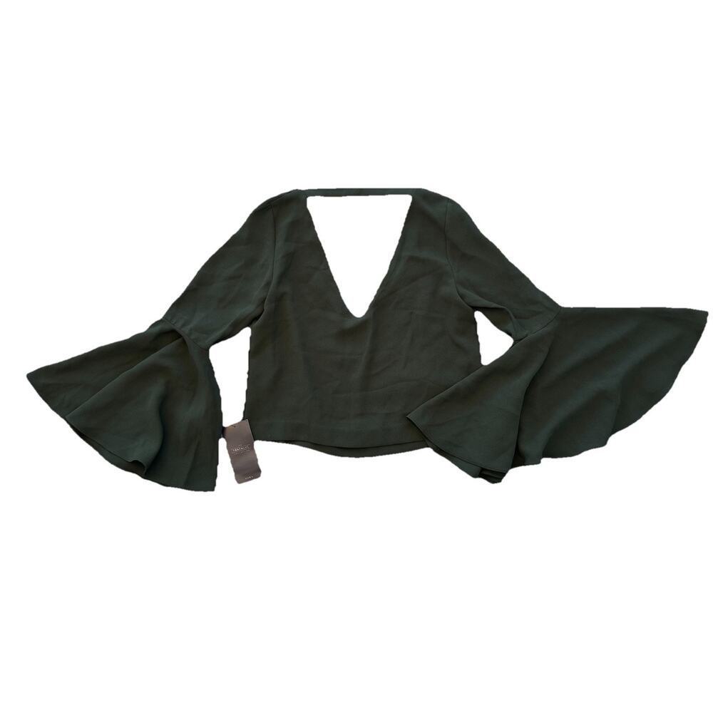 Trafaluc Zara NWT emerald Green Blouse Bell Sleeve XS
